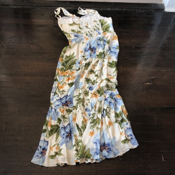 Reformation Irisa floral romantic soft lined midi dress lace trim size 12 NWT - Picture 11 of 11